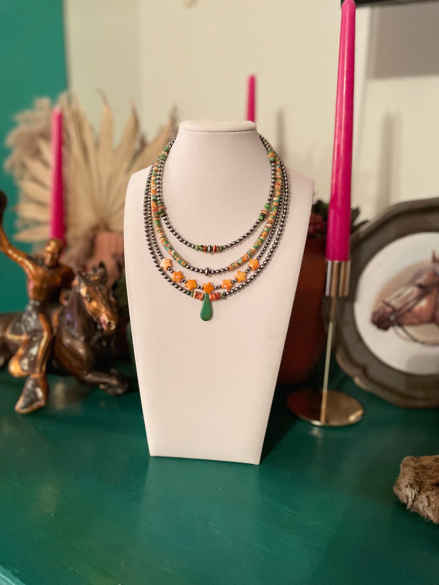 Spiney Turquoise Teardrop Necklace