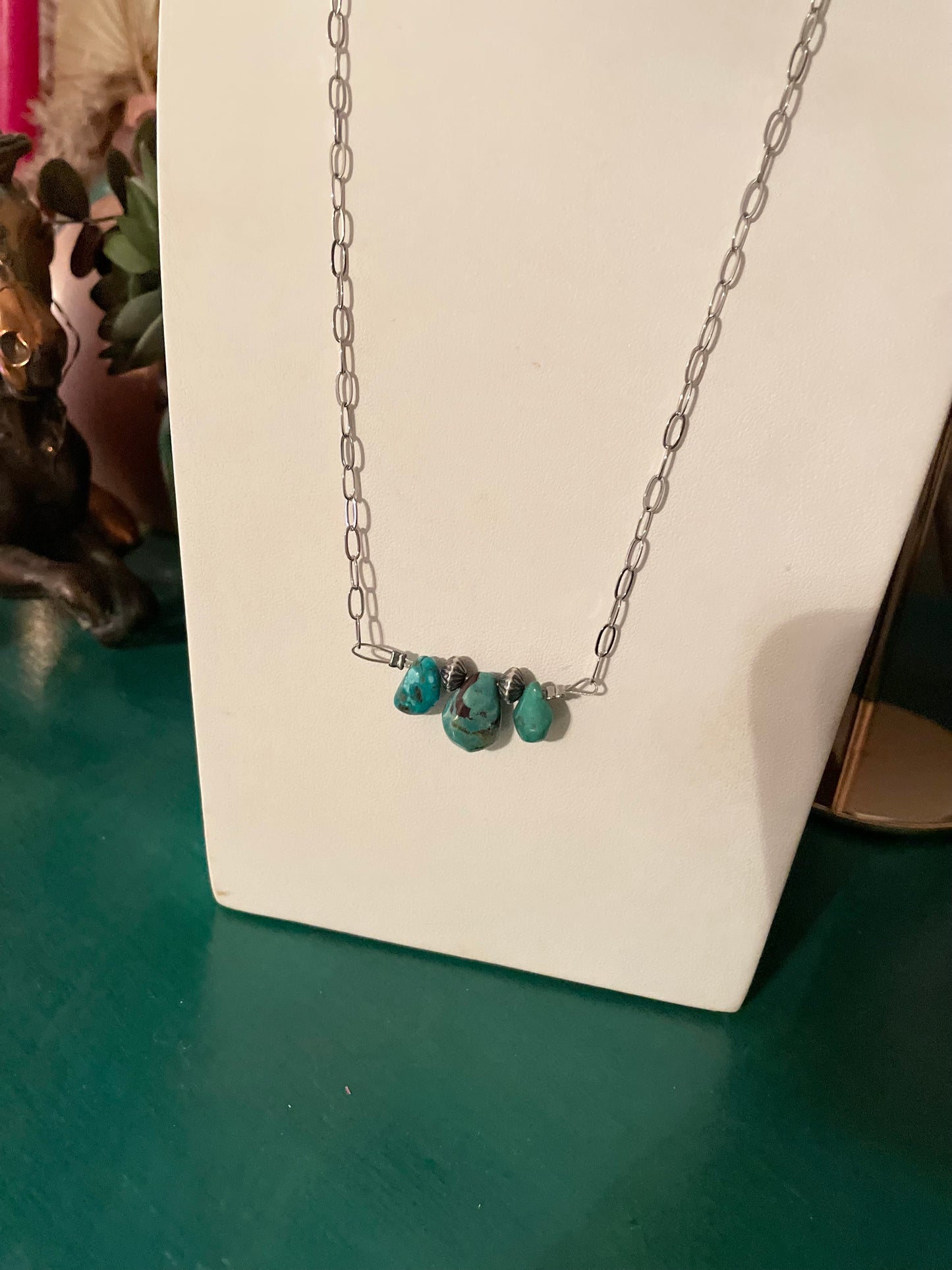 Turquoise Sterling Paper Clip Chain