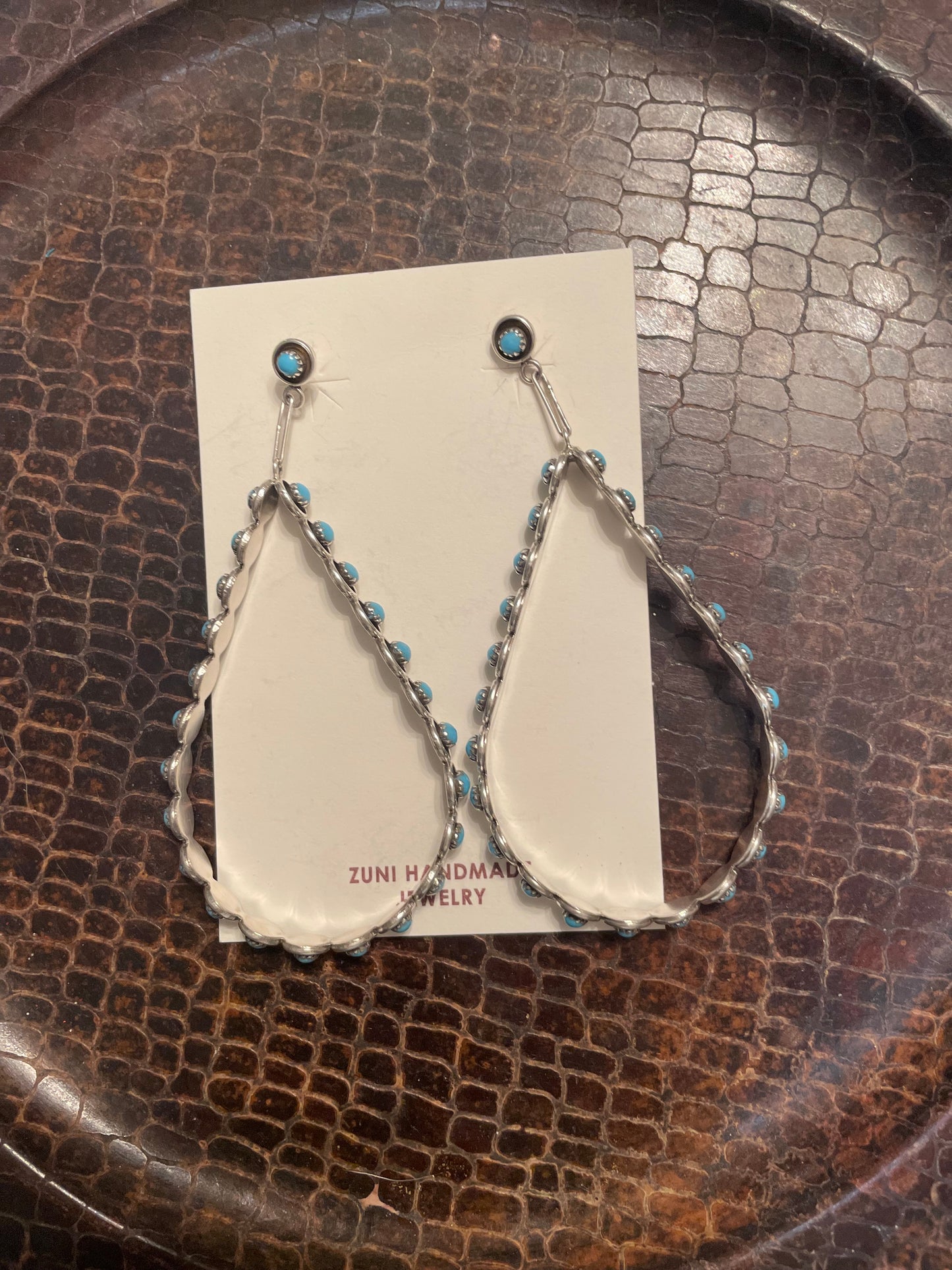 Zuni Kingman Teardrop Hoops