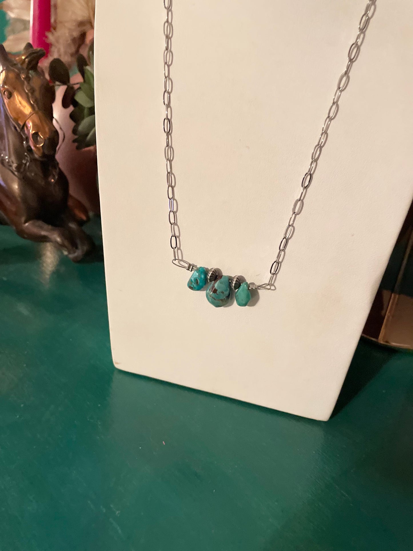 Turquoise Sterling Paper Clip Chain