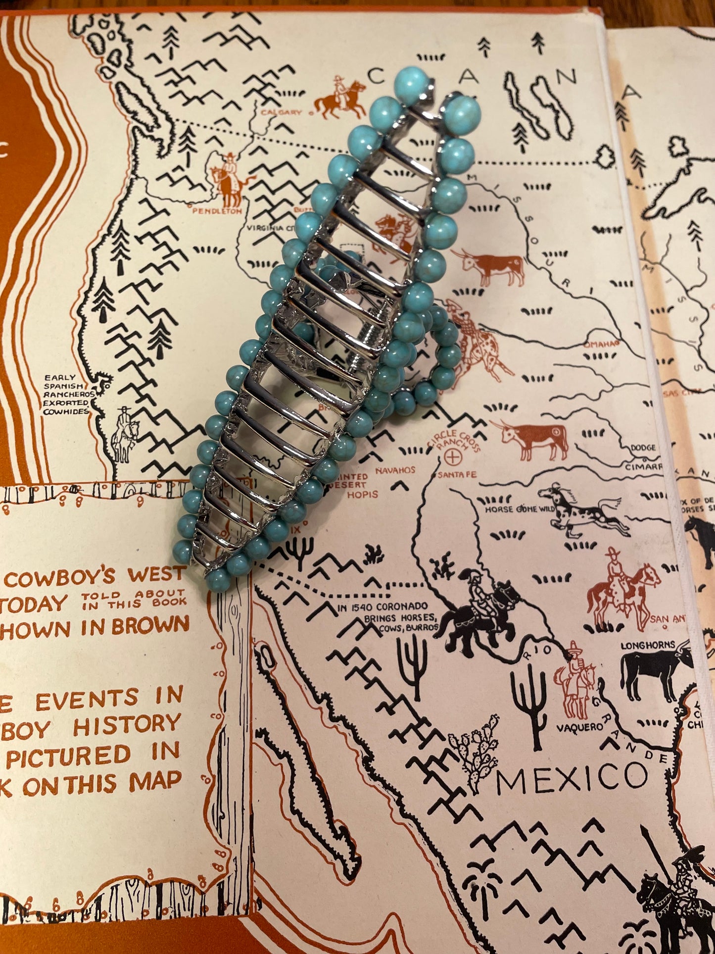 Faux Turquoise Silver Claw Clip