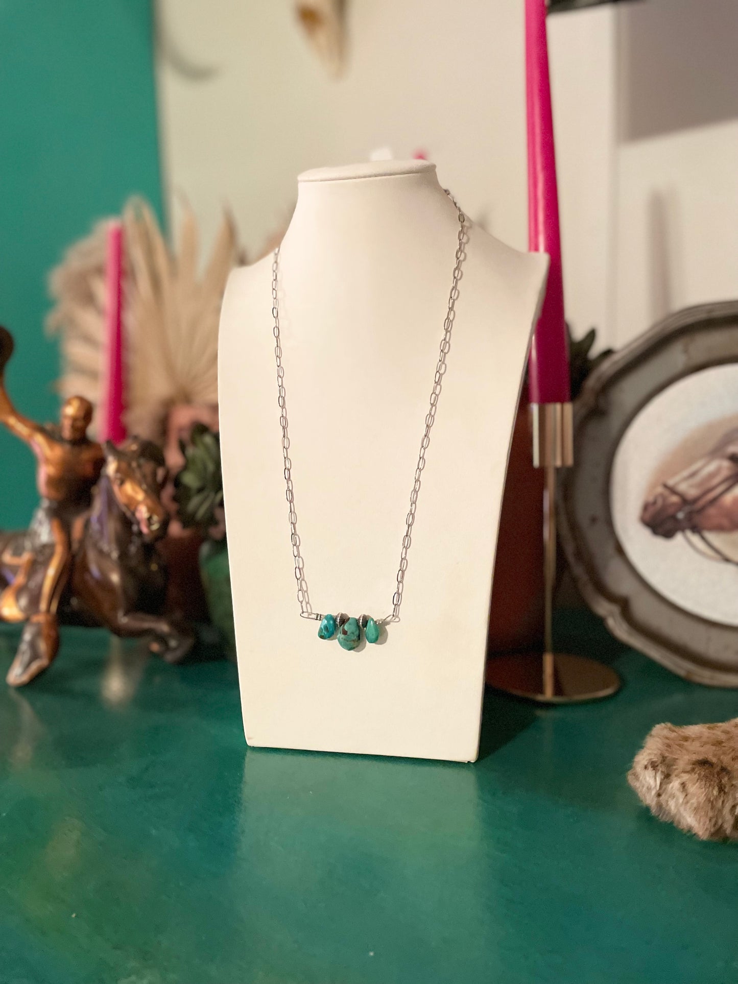 Turquoise Sterling Paper Clip Chain