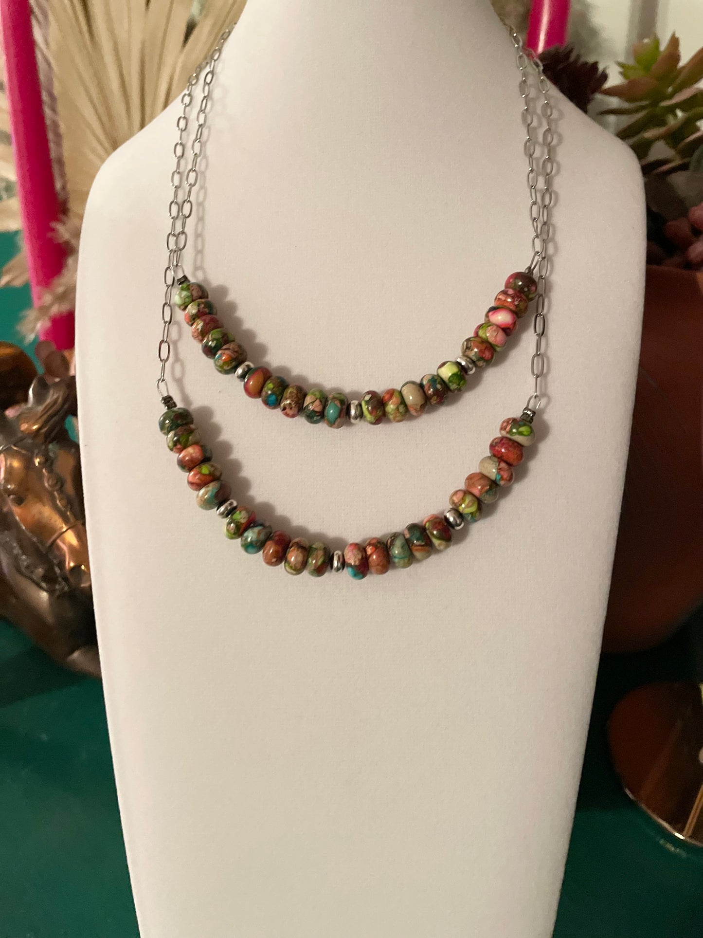 Verascite Sea Bead & Sterling Silver Bead