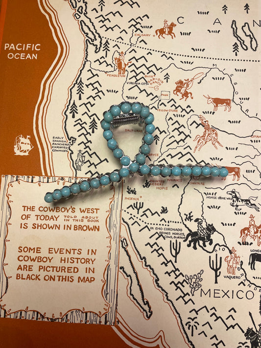 Faux Turquoise Silver Claw Clip