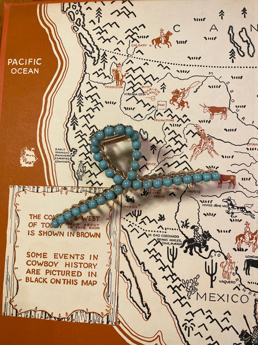 Faux Turquoise Gold Claw Clip