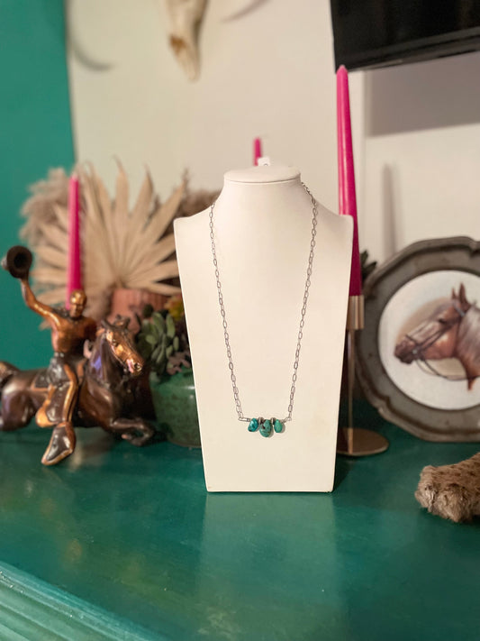 Turquoise Sterling Paper Clip Chain