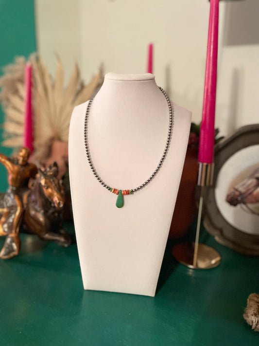 Spiney Turquoise Teardrop Necklace